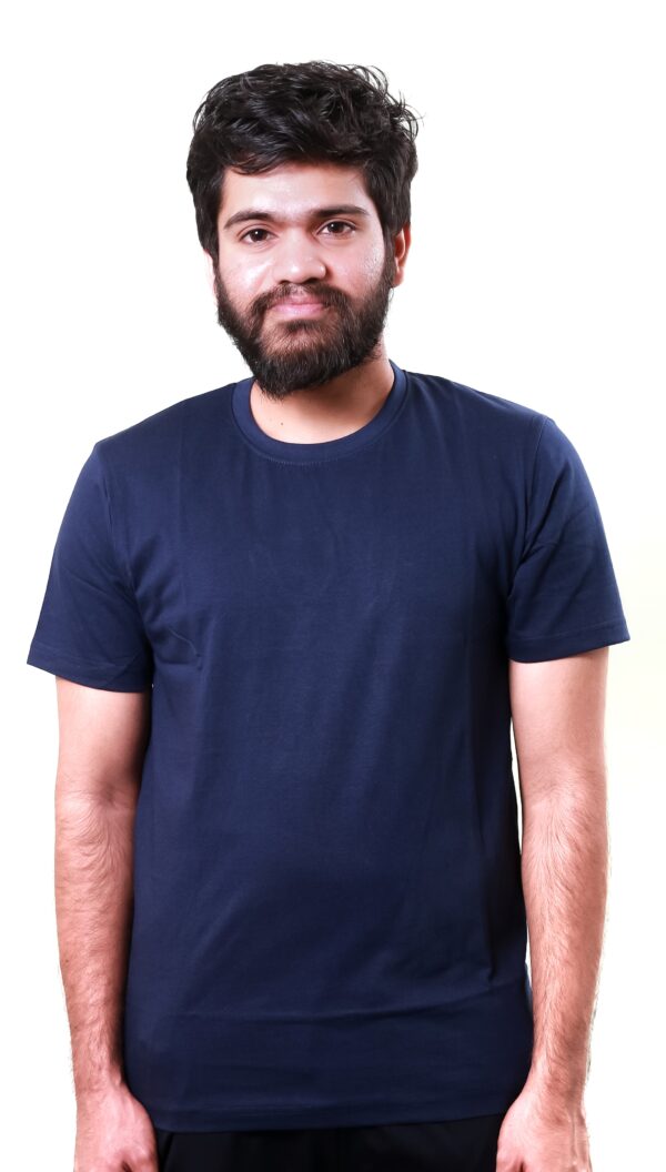 Navy Blue Plain T-Shirt - Image 3