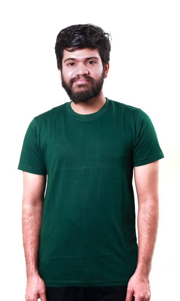 Bottle Green Plain T-Shirt - Image 3