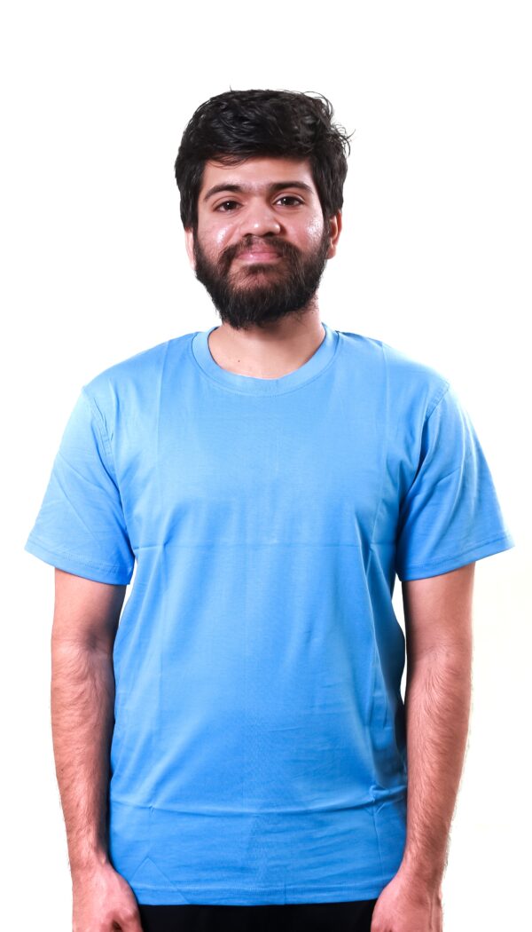Sky Blue Plain T-Shirt - Image 3