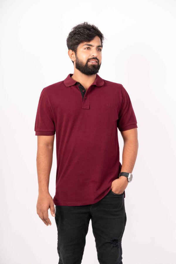 SOUTHERNHUB Polo Self Design T-Shirt - Brown - Image 4