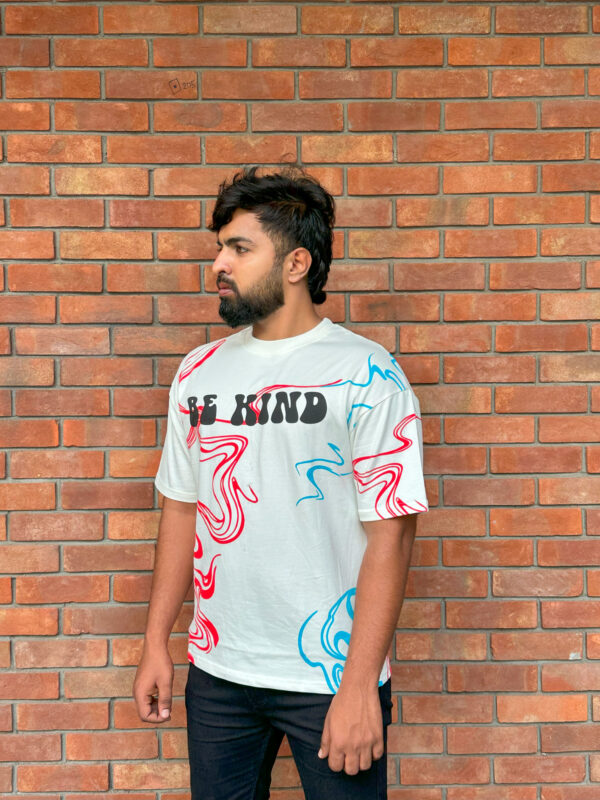 Oversized White 240 GSM Printed T-Shirt - White