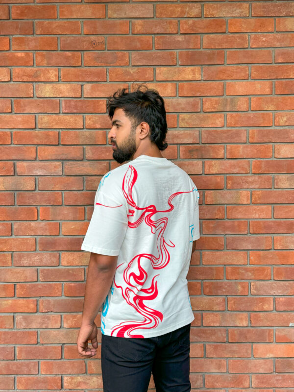 Oversized White 240 GSM Printed T-Shirt - White - Image 3