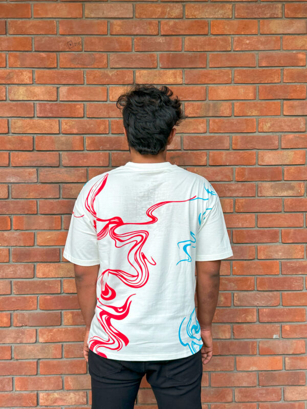 Oversized White 240 GSM Printed T-Shirt - White - Image 4